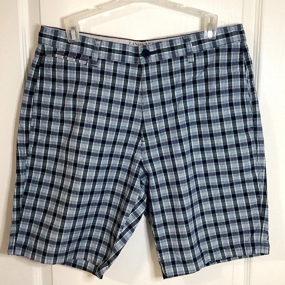 Land's End Men's Size 32 Plaid Shorts Pockets Bermuda Casual